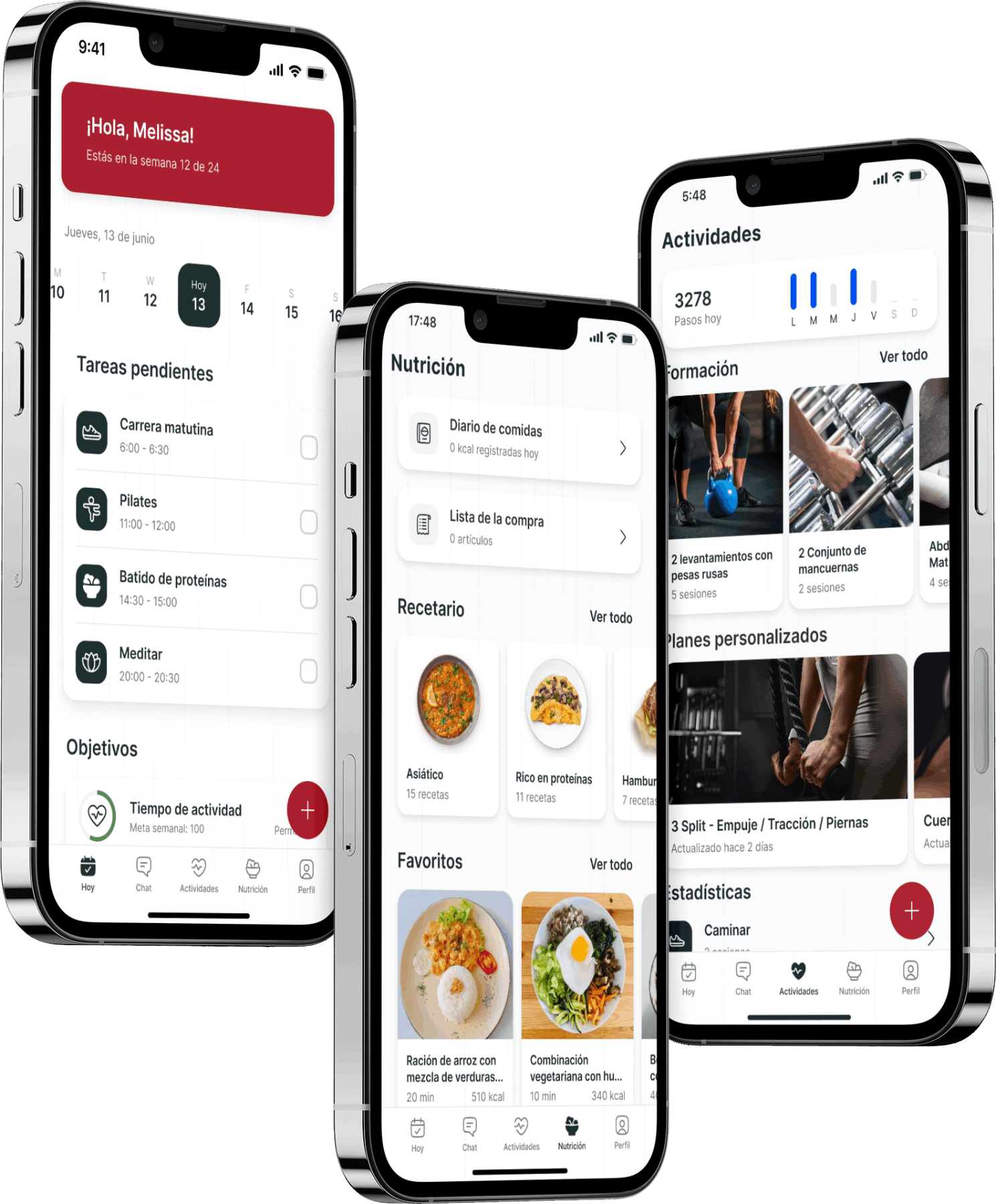 Un mockup de la app de coaching mostrando las funciones.